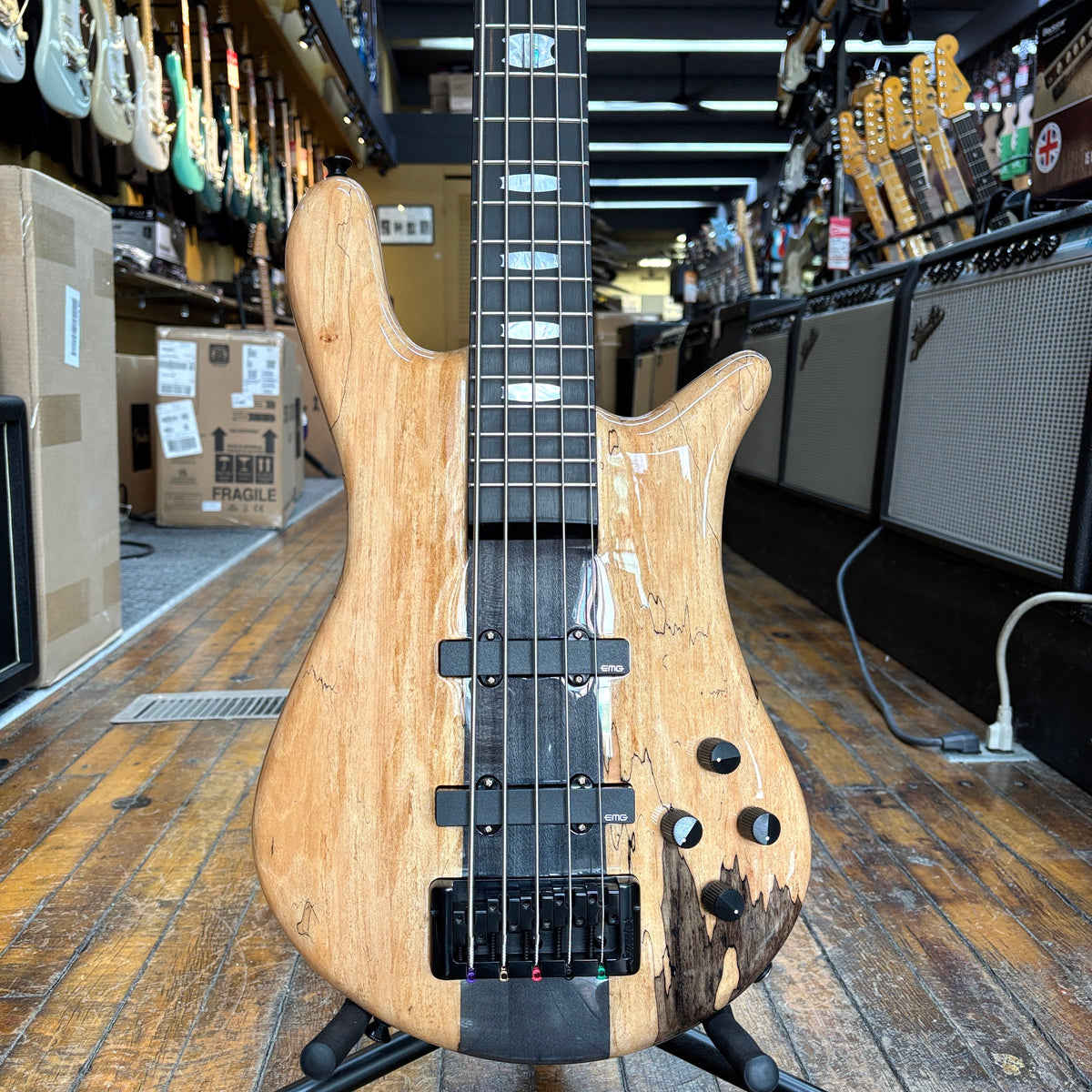 Spector Euro CST Spalted Maple 5 String Electric Bass Natural Gloss W spector-euro-cst-spalted-maple-5-string-electric-bass-natural-gloss-w