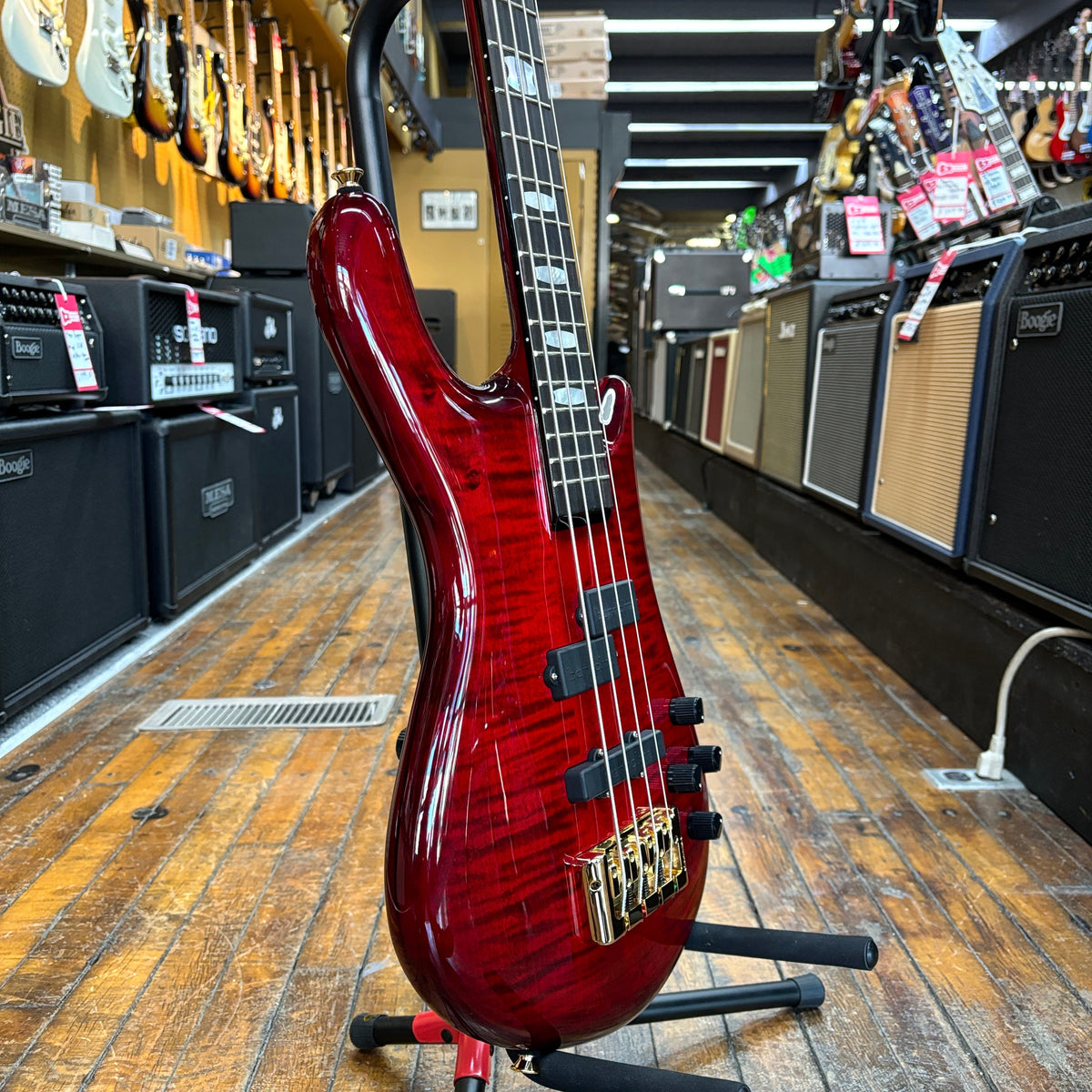 Spector Euro 4 LT Bass Guitar Red Fade Gloss w/Padded Gig Bag – Music ...