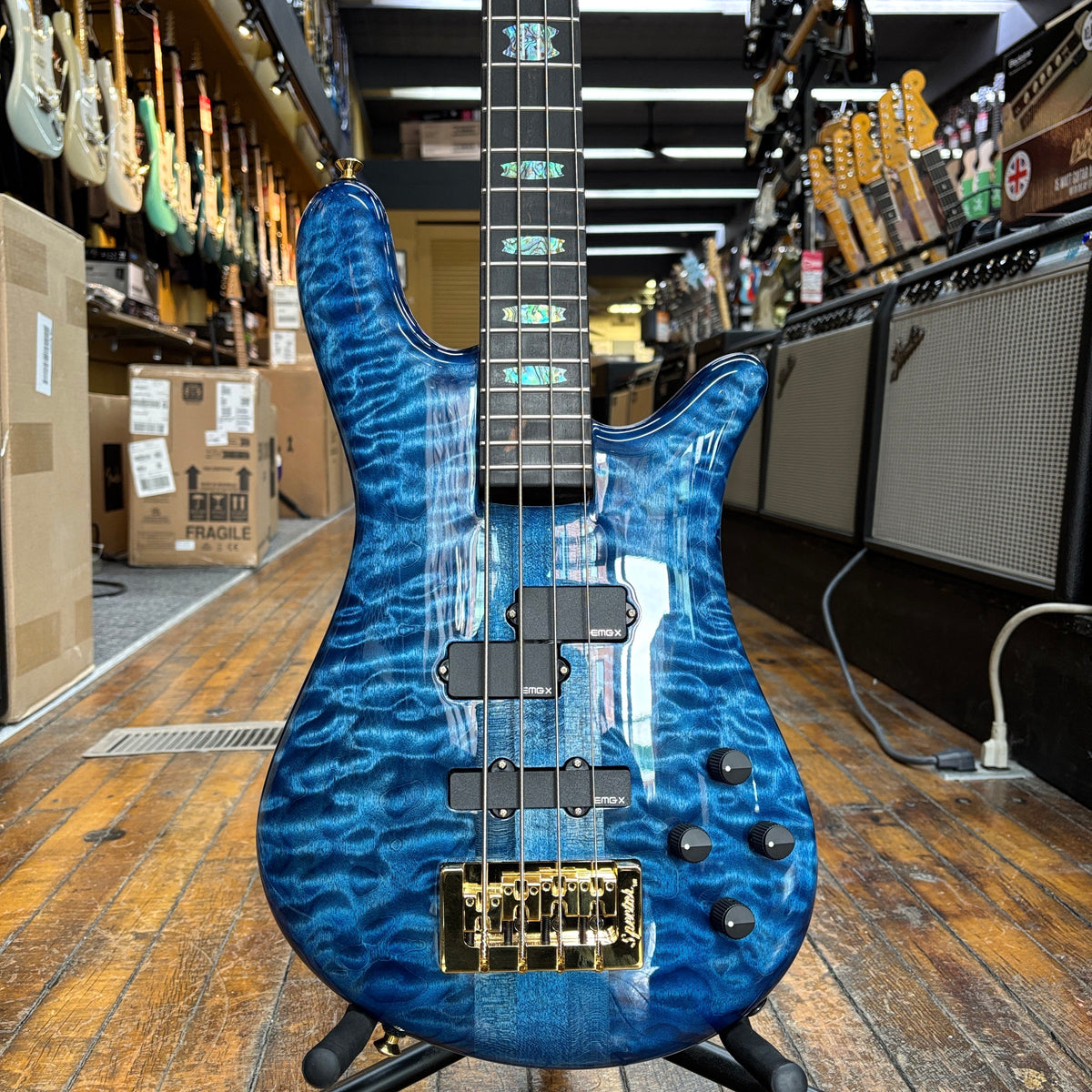 Spector USA Custom Shop NS-2 4-String Bass Guitar Black and Blue w/Har ...