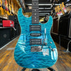 Tom Anderson Drop Top HSH Electric Guitar Bora Bora Blue Quilted w/Matching Headstock, Hard Case