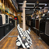 EVH Striped Series Circles Electric Guitar White and Black Satin w/Padded Gig Bag
